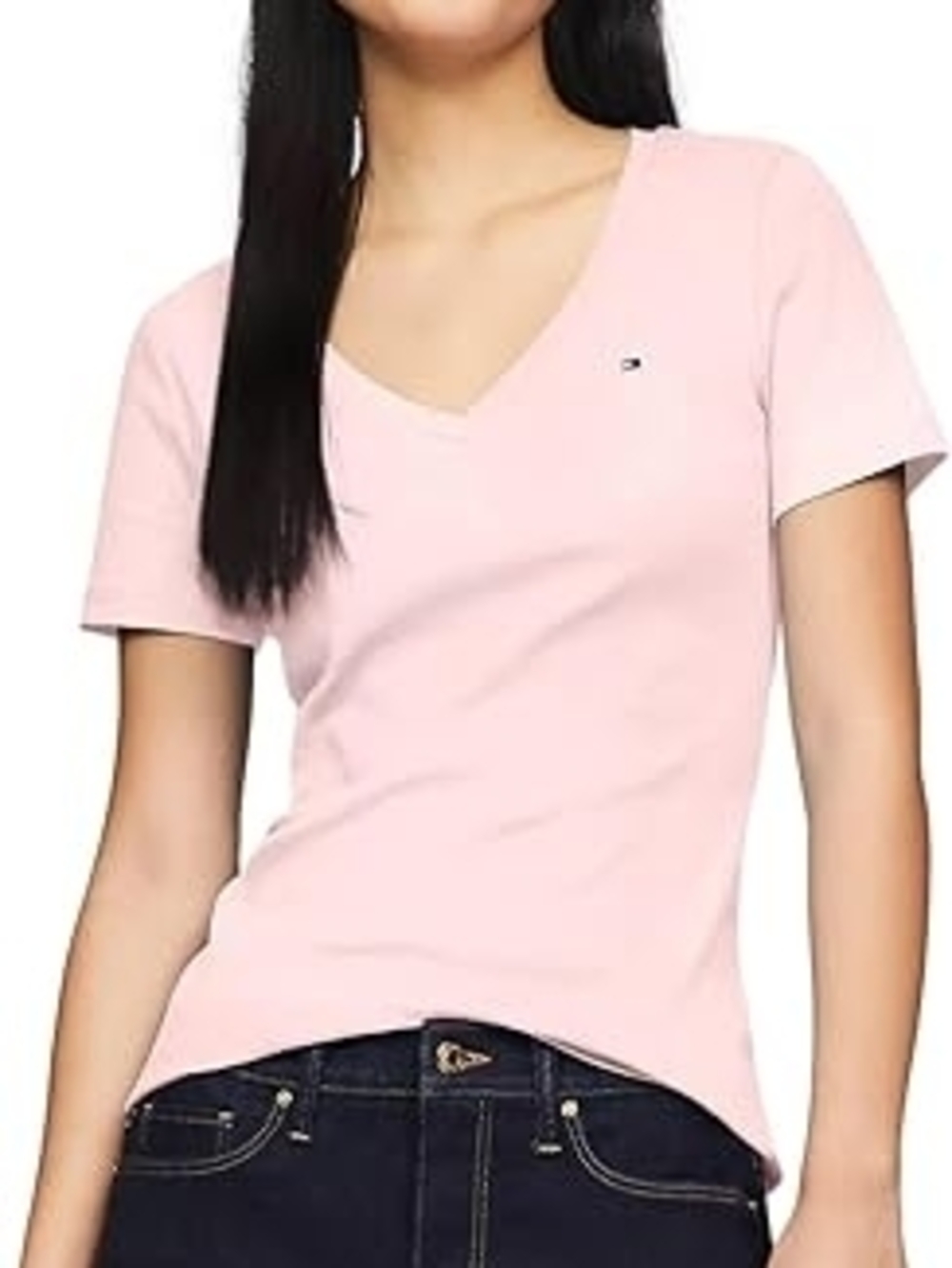 Tommy Hilfiger Women's Pink V-Neck Tee